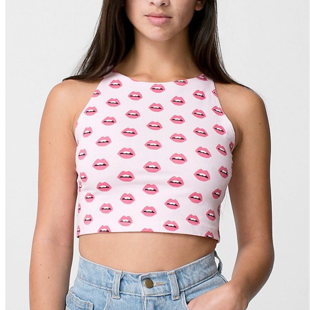 American Apparel Pink Kisses Crop Top